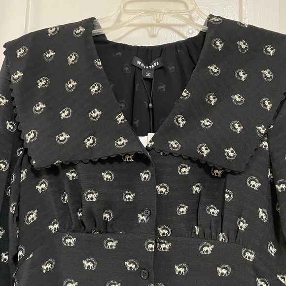 Whistles Black Long Sleeve Izzy Horseshoe Dress with horses size 6 - Picture 2 of 12